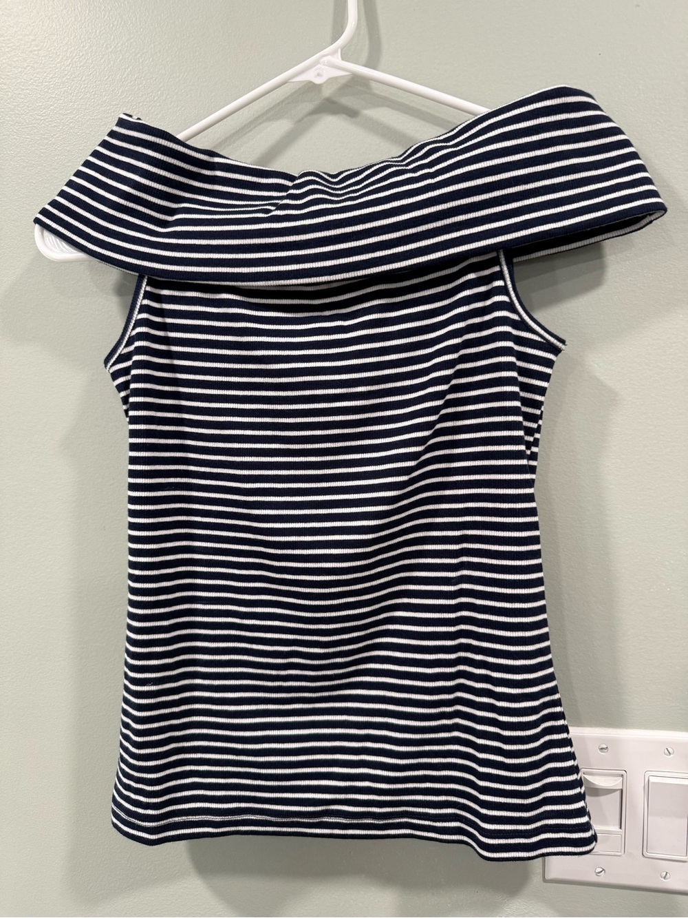 LOFT Navy and White Striped Top